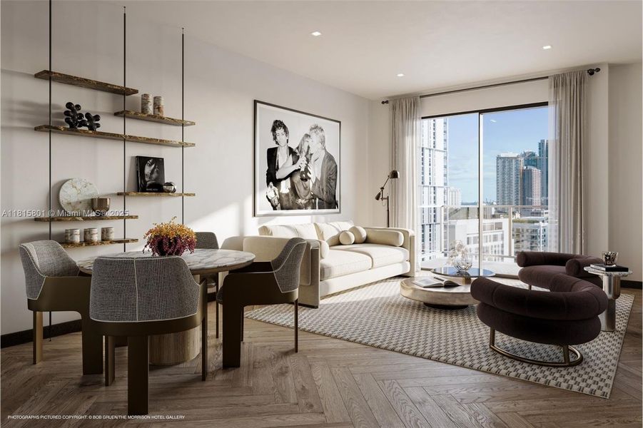 Furnished interior view inside a new home in The Rider Wynwood, Miami (Image 4).