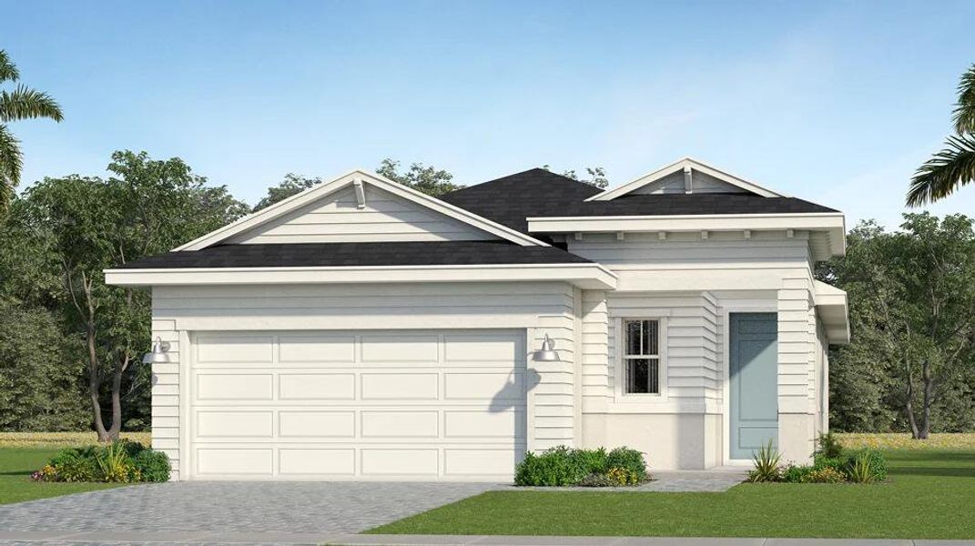 Front exterior of a new home in Glynlea Country Club: The Augusta Collection, Port St. Lucie, FL, highlighting curb appeal (Image 1). Front exterior of a new home in Glynlea Country Club: The Augusta Collection, Port St. Lucie, FL, highlighting curb appeal (Image 1).