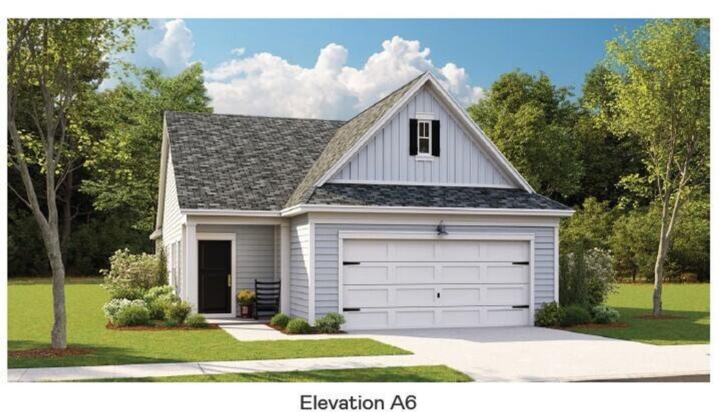 Front exterior of a new home in Horizons at Summers Corner | 55+, Summerville, SC, highlighting curb appeal (Image 1). Front exterior of a new home in Horizons at Summers Corner | 55+, Summerville, SC, highlighting curb appeal (Image 1).