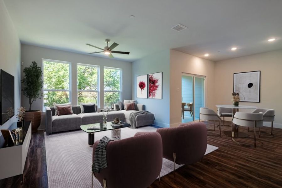 Furnished interior view inside a new home in Mosaic, Prosper (Image 22). Furnished interior view inside a new home in Mosaic, Prosper (Image 22).