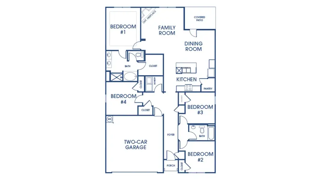 2D floor plan layout for the Cali by D.R. Horton in Branford Crossing, Stockbridge, GA (Image 3).