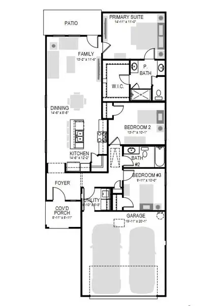 2D floor plan layout of this home in Trinity Ranch, Elgin, TX (Image 4). 2D floor plan layout of this home in Trinity Ranch, Elgin, TX (Image 4).