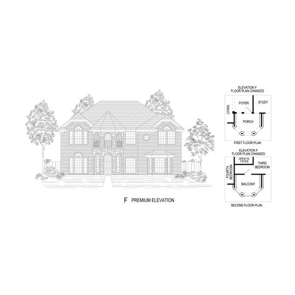 Representative rendering of the exterior for the Hillcrest 45 2R-CW (w/Media) by First Texas Homes (Image 8).