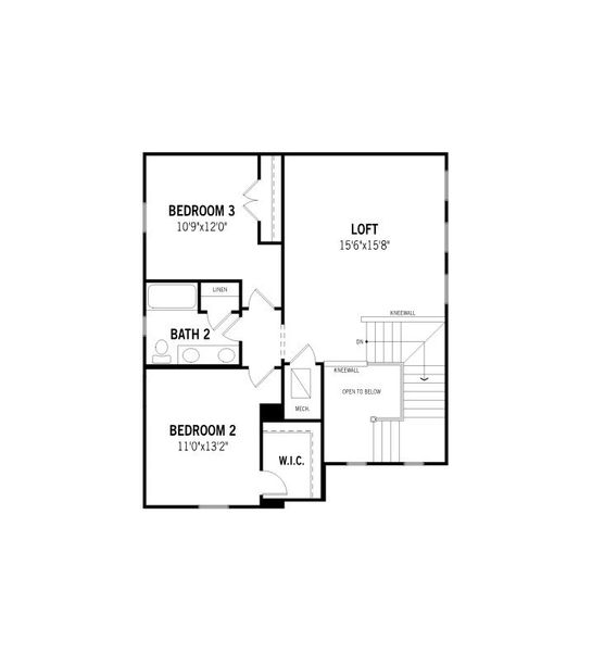 2D floor plan layout for the Manchester by Mattamy Homes in Bratton Pointe, Rock Hill, SC (Image 4).