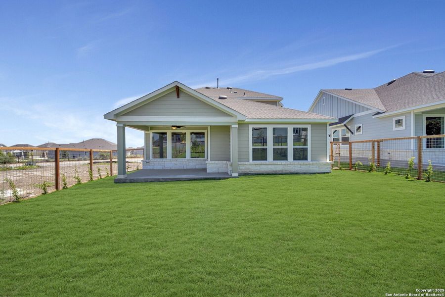 Front exterior of a new home in The Crossvine 45’, Schertz, TX, highlighting curb appeal (Image 18).