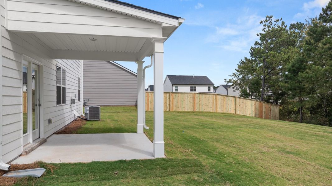 Exterior details and patio area of a home in Preserve at Dove Creek, Statham (Image 22). Exterior details and patio area of a home in Preserve at Dove Creek, Statham (Image 22).