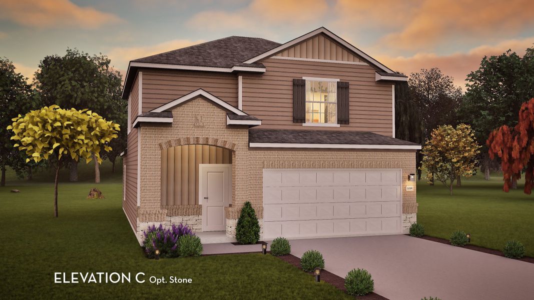 Representative exterior photo of a completed home built from the Elm by CastleRock Communities in Chasin Heights, Converse, TX (Image 23).