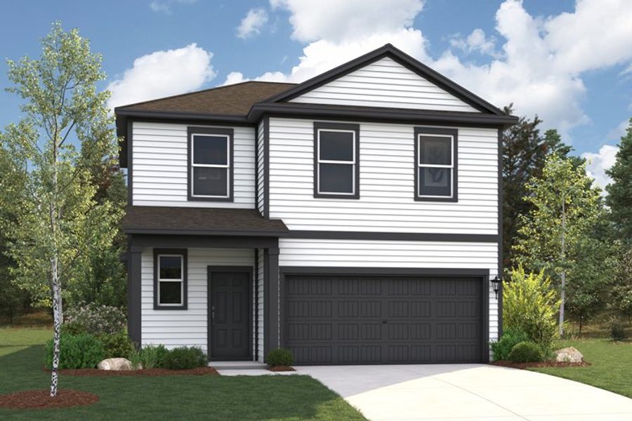 Front exterior of a new home in Pinnacle at Cottonwood Creek, San Marcos, TX, highlighting curb appeal (Image 1). Front exterior of a new home in Pinnacle at Cottonwood Creek, San Marcos, TX, highlighting curb appeal (Image 1).
