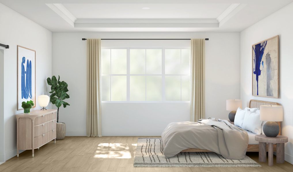 Primary suite with decorative feature wall