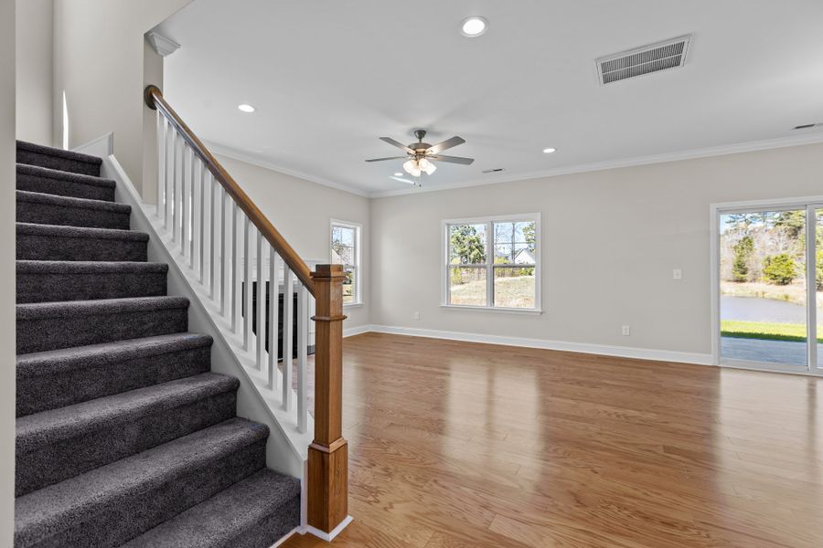 Representative unfurnished interior of a home built from the Turner by Bill Clark Homes in Davenport Farms, Winterville (Image 15). Representative unfurnished interior of a home built from the Turner by Bill Clark Homes in Davenport Farms, Winterville (Image 15).