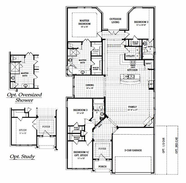 2D floor plan layout for the Lakeway – 60′ Lot by Chesmar Homes in Heartland, Heartland, TX (Image 2).
