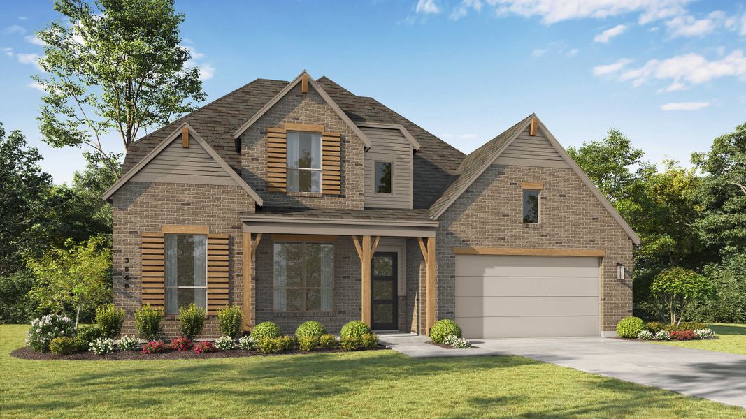 Representative exterior photo of a completed home built from the Telford by Highland Homes in Meraki: 60ft. lots, Forney, TX (Image 19). Representative exterior photo of a completed home built from the Telford by Highland Homes in Meraki: 60ft. lots, Forney, TX (Image 19).