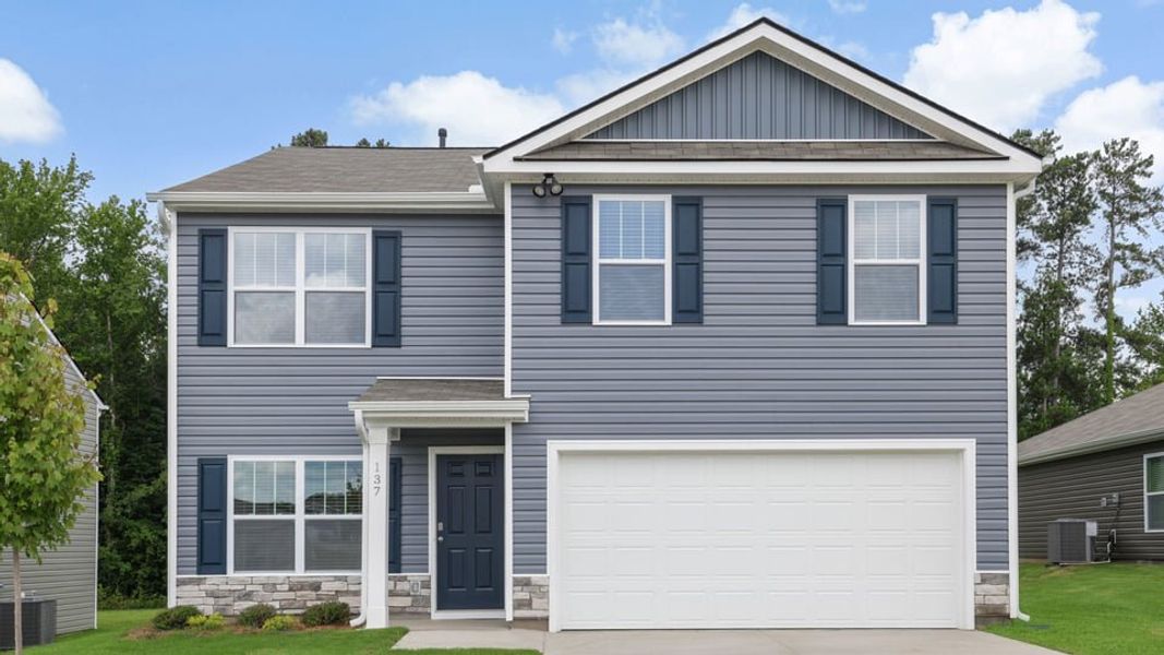 Front exterior of a new home in Bentley Park, Greenwood, SC, highlighting curb appeal (Image 1). Front exterior of a new home in Bentley Park, Greenwood, SC, highlighting curb appeal (Image 1).