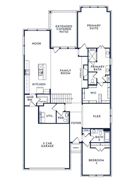 2D floor plan layout of this home in Parkmont – Timberbrook, Justin, TX (Image 3).
