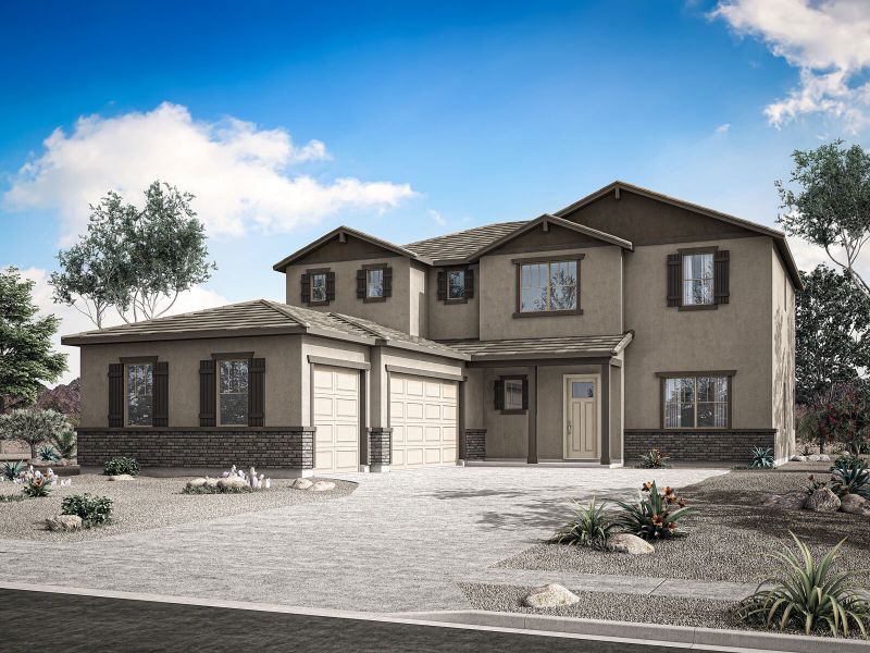 Representative exterior photo of a completed home built from the Mahogany by Mattamy Homes in Landmarke, Queen Creek, AZ (Image 2).