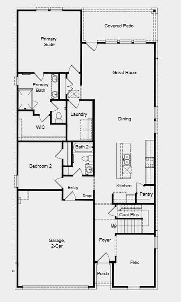 2D floor plan layout for the Walnut by Taylor Morrison in Newport Grove 50s, Crosby, TX (Image 3).