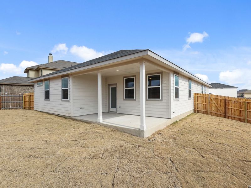 Exterior details and patio area of a home in Horizon Pointe, Converse (Image 4).