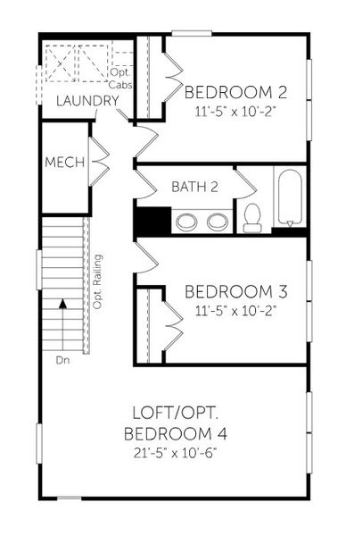 2D floor plan layout for the Jamestown - Single Family Homes by Dream Finders Homes in Heron Preserve, Hanahan, SC (Image 5).