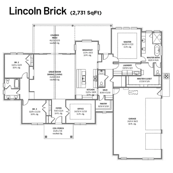 2D floor plan layout for the Lincoln by Cope Homes in Hidden Valley I, Princeton, TX (Image 4).