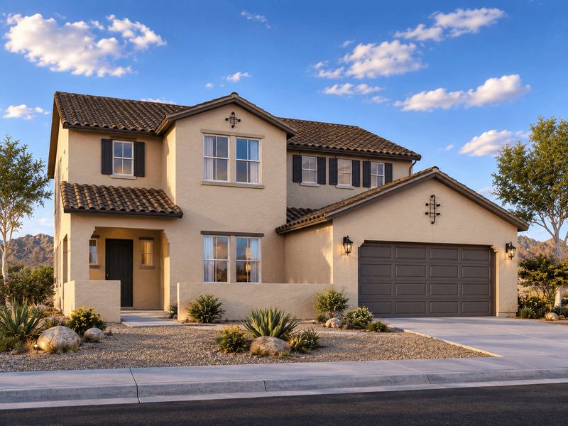 Representative exterior photo of a completed home built from the Sycamore - El Cidro by William Ryan Homes in The Grove at El Cidro, Goodyear, AZ (Image 5). Representative exterior photo of a completed home built from the Sycamore - El Cidro by William Ryan Homes in The Grove at El Cidro, Goodyear, AZ (Image 5).