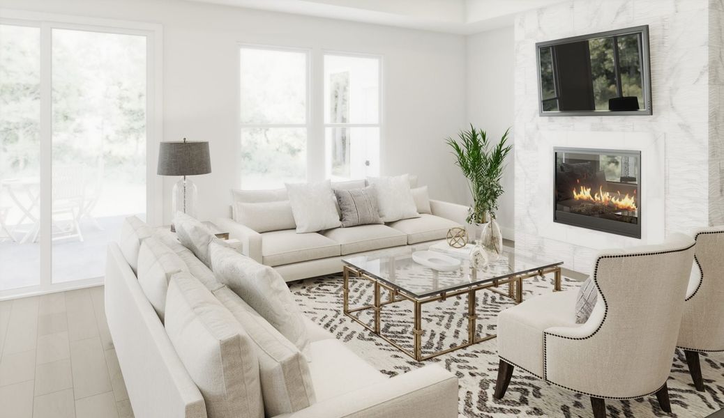 Representative furnished interior of a home built from the Morgan by Fischer Homes in Easton Park, Dallas (Image 4).
