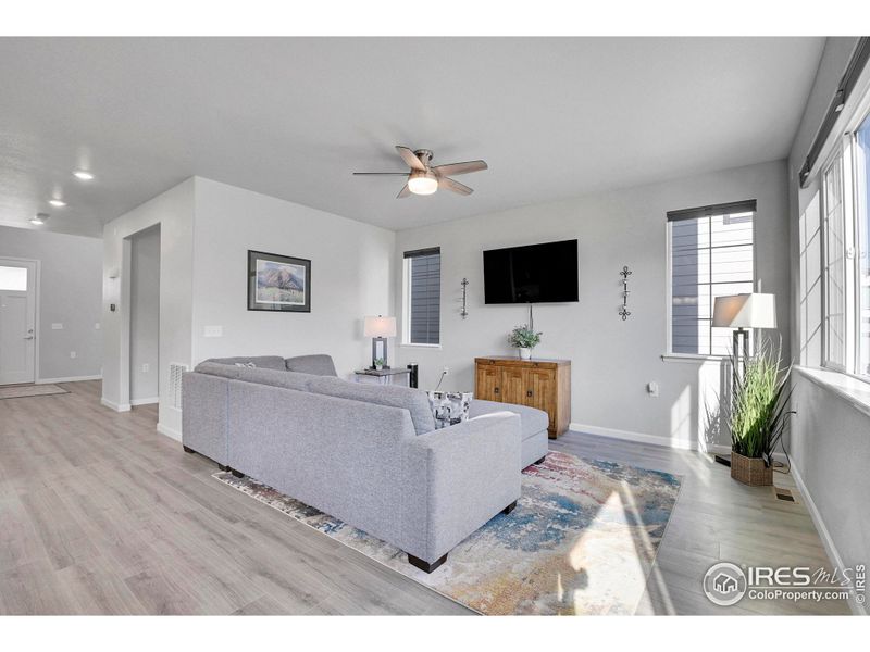 Kitchen and living room flow seemlessly together