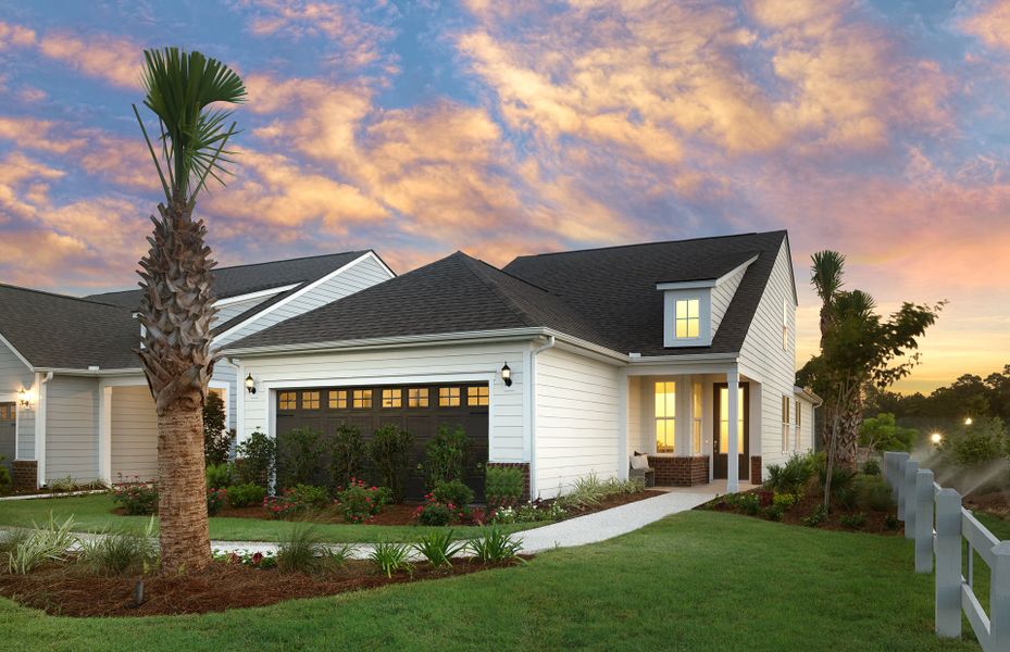 Front exterior of a new home in Del Webb North Myrtle Beach, Myrtle Beach, SC, highlighting curb appeal (Image 17).