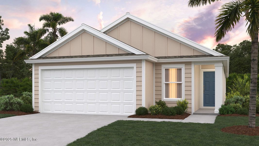 Front exterior of a new home in Rookery, Green Cove Springs, FL, highlighting curb appeal (Image 1).