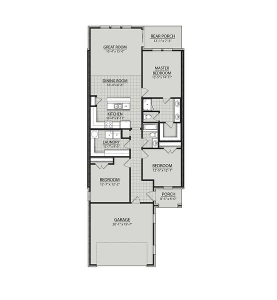 2D floor plan layout of this home in The Greens at Legacy Townhomes, Springfield, TN (Image 2).