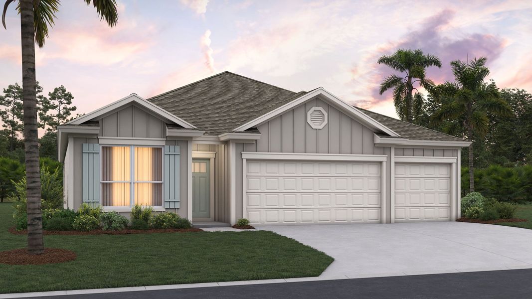 Representative exterior photo of a completed home built from the Emerson by D.R. Horton in Sawmill Branch, Palm Coast, FL (Image 2). Representative exterior photo of a completed home built from the Emerson by D.R. Horton in Sawmill Branch, Palm Coast, FL (Image 2).