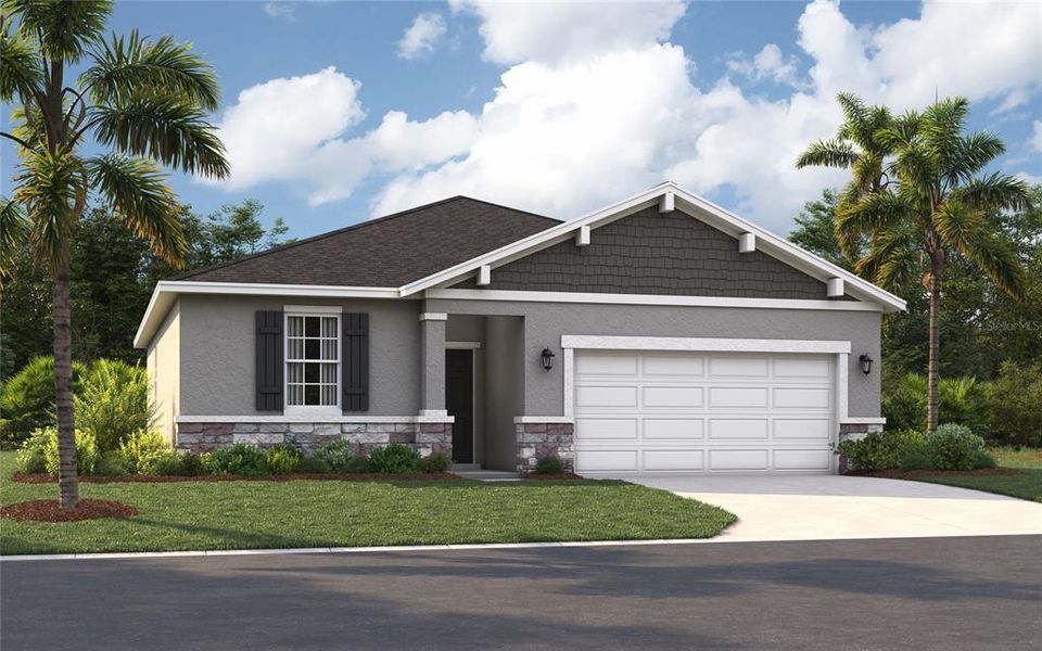 Front exterior of a new home in Sorrento Pines, Sorrento, FL, highlighting curb appeal (Image 1). Front exterior of a new home in Sorrento Pines, Sorrento, FL, highlighting curb appeal (Image 1).