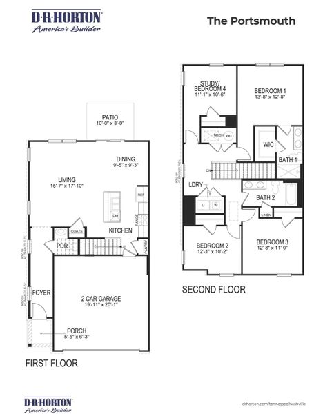 2D floor plan layout of this home in Addison Park, Lebanon, TN (Image 4).
