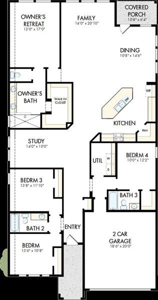 2D floor plan layout of this home in Legacy - Retreat Collection, League City, TX (Image 3).
