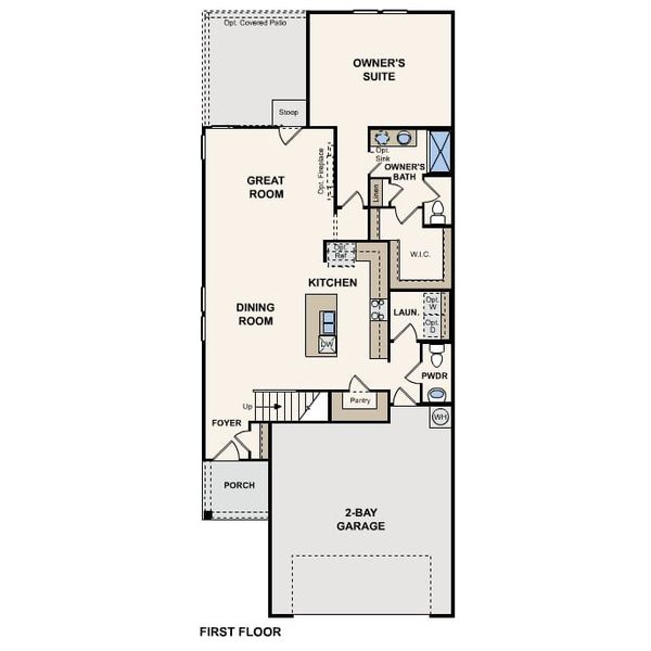 2D floor plan layout for the Jade by Century Communities in Eastwood at Sonterra, Jarrell, TX (Image 3).