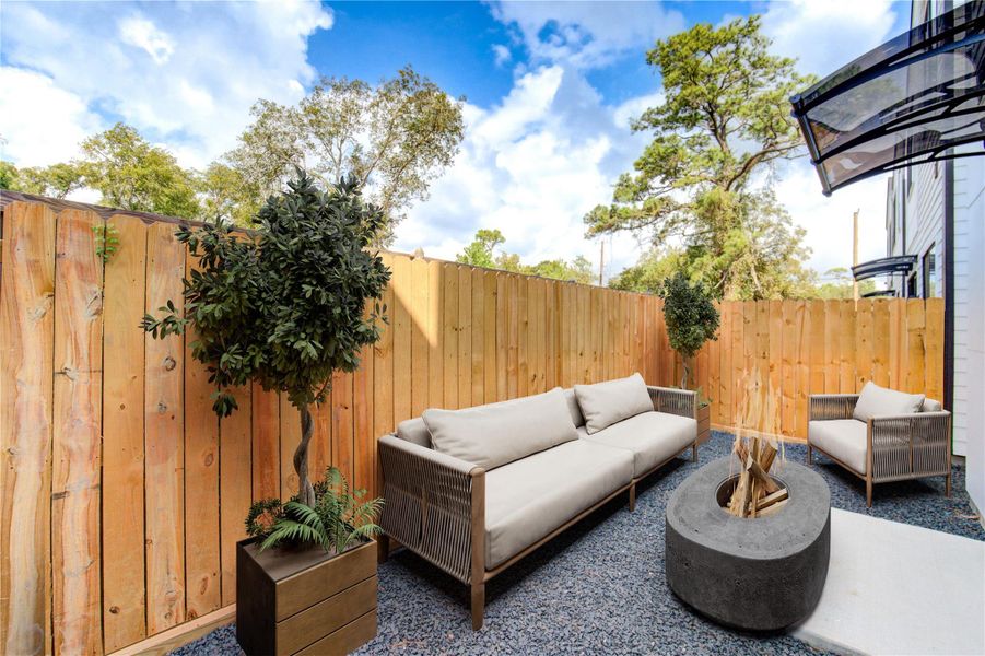 Virtually staged of the Backyard.