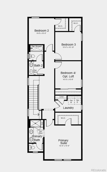 Second Floor Plan - Additional Highlights Include: Door to primary bath, additional sink at secondary bathroom, and rail and spindle-style balusters Second Floor Plan - Additional Highlights Include: Door to primary bath, additional sink at secondary bathroom, and rail and spindle-style balusters