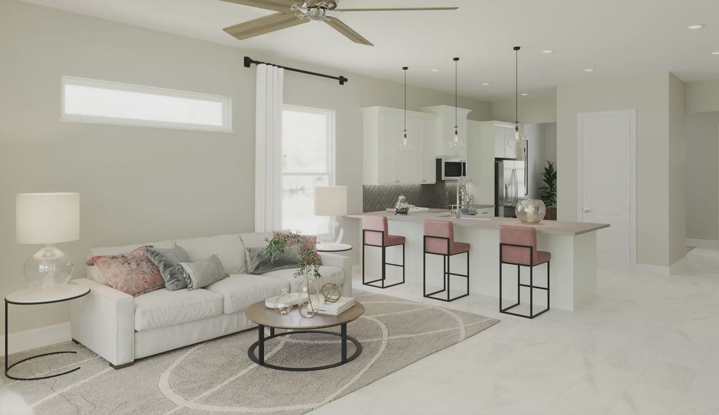Furnished interior in a model home at Beachview Cove in Ormond Beach (Image 3).