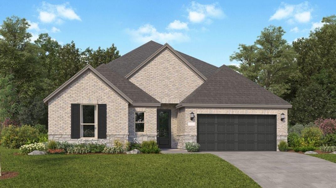 Front exterior of a new home in ARTAVIA, Conroe, TX, highlighting curb appeal (Image 2).