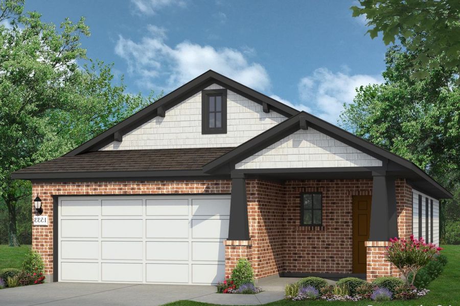 Front exterior of a new home in Azalea, Pattison, TX, highlighting curb appeal (Image 1). Front exterior of a new home in Azalea, Pattison, TX, highlighting curb appeal (Image 1).