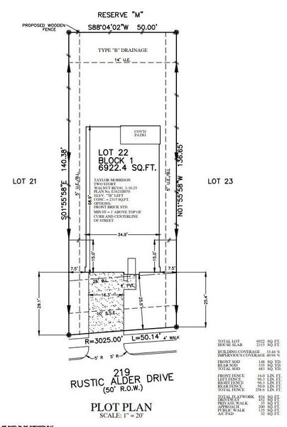 219 Rustic Alder Drive Plot Plan