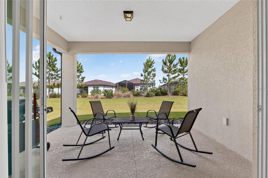 Exterior details and patio area of a home in Del Webb Stone Creek, Ocala (Image 28).