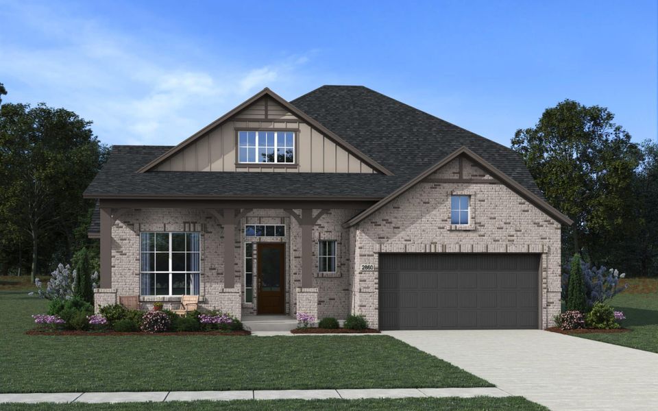 Representative exterior photo of a completed home built from the Bloomington by Chesmar Homes in Buffalo Crossing, Cibolo, TX (Image 4).