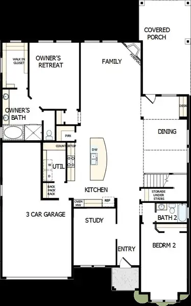 2D floor plan layout of this home in South Pointe  Village Series, Mansfield, TX (Image 5).