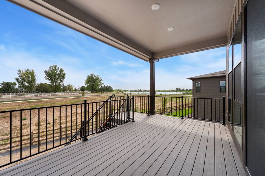 Exterior details and patio area of a home in Kitchel Lake at Serratoga Falls, Timnath (Image 3).