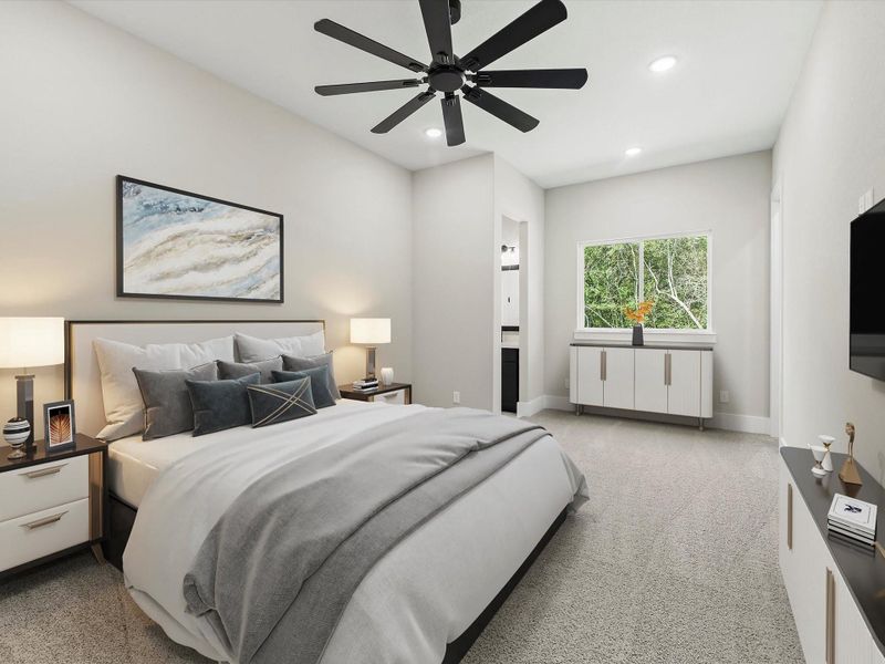 Virtually staged bedroom #3 features bright window nook could be used as study space, plush carpet and modern features. Virtually staged bedroom #3 features bright window nook could be used as study space, plush carpet and modern features.
