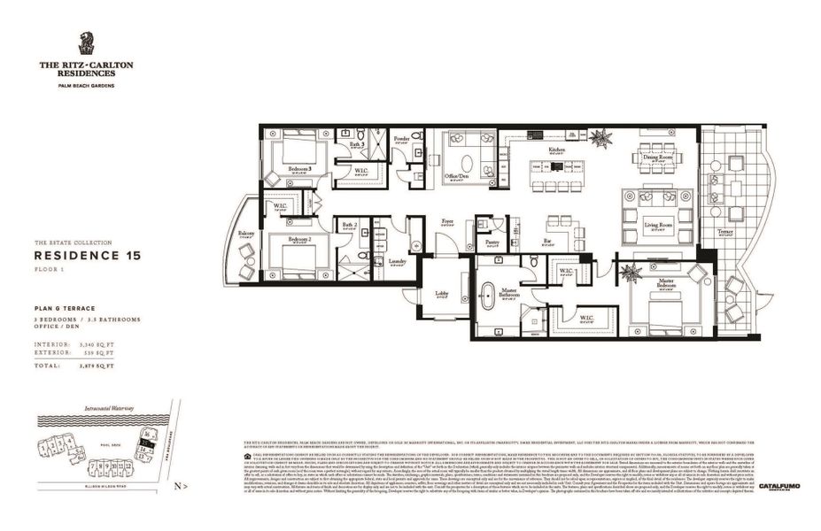 2D floor plan layout of this home in The Ritz-Carlton Residences, Palm Beach Gardens, FL (Image 2).
