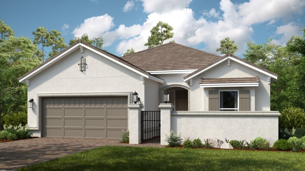 Representative exterior photo of a completed home built from the Lazio by Taylor Morrison in Esplanade at McKinnon Groves, Winter Garden, FL (Image 22).