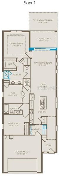 2D floor plan layout of this home in Del Webb Sunbridge, St. Cloud, FL (Image 2).