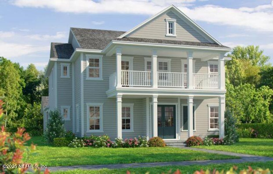 Front exterior of a new home in Seven Pines, Jacksonville, FL, highlighting curb appeal (Image 1).