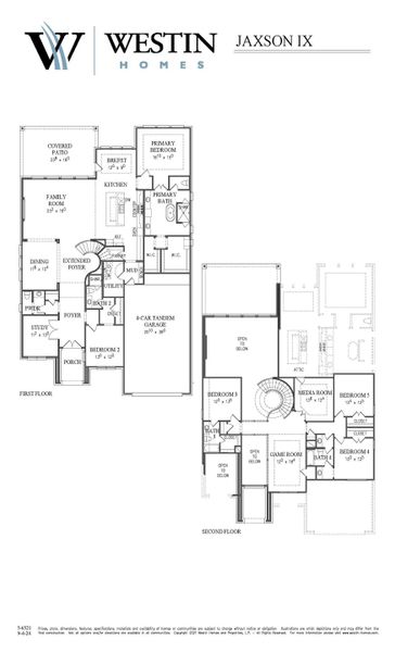 2D floor plan layout for the The Jaxson IX by Westin Homes in The Woodlands Hills, Willis, TX (Image 5).